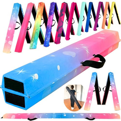 Marfula 6 FT / 8 FT / 9 FT Folding Gymnastics Beam Foam Balance Floor Beam - color: Bubble Rainbow, size: 6 Ft