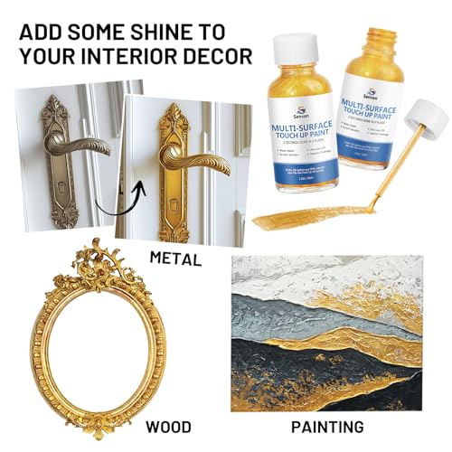SENVEN Liquid Gold Leaf Paint High Gloss Multi Surface Rich Gold Paint for Metal, Wood, Plastic, Canvas, Appliance, Furniture Scratch Repair & Art Handcrafts 30ml/1.5oz Fast Drying Acrylic Metallic Finish - color: Gold Leaf - 1.5 oz