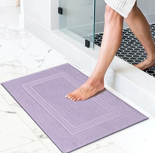 GLAMBURG Premium Cotton 20x32 inch 2-Pack Bath Mats - 100% Ringspun Cotton - Luxury Hotel & Spa Quality - 800 GSM - Durable Soft Highly Absorbent - Machine Washable - Purple - color: Purple
