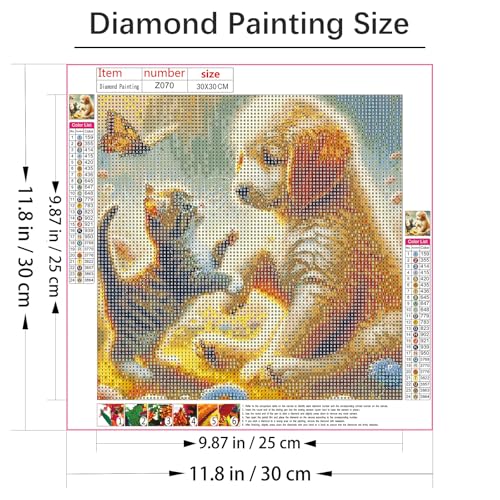 Shouruihua Cat Diamond Painting Kits for Adults, Dog Diamond Art Kits | Animal, Gem Art, Diamond Dotz Kits, Diamond Dots, Wall Art, Adult Crafts, Full Round Drill Diamond Painting Kits, 11.8x11.8in - color: Cat and Dog