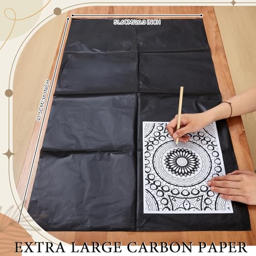 Dinifee 5 Sheets Large Carbon Paper for Tracing 20.3 x 36 Inch Graphite Transfer Paper Waxed Carbon Transfer Paper for Wood, Paper, Canvas, Woodworking Patterns, Fabric, Sketch Drawing, Black - size: 20.3 x 36 Inch