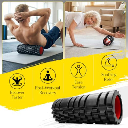 Foam Roller for Deep Tissue Massager Multi Density Massage Roller - color: Black