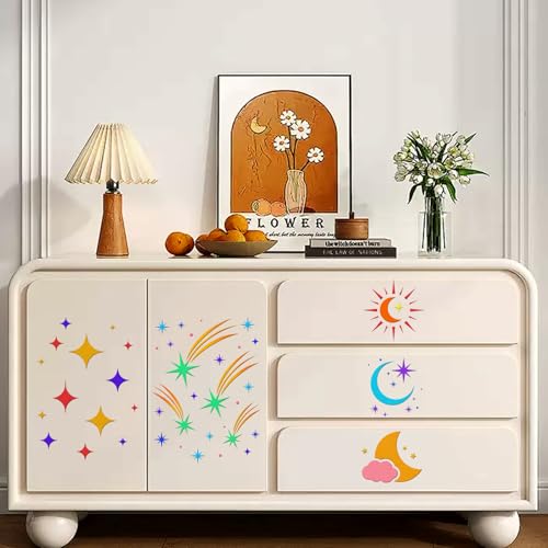 18 PCS Large Star Stencil for Painting Reusable Paint Stencils for Walls Twinkle Star Wall Drawing Stencils for Painting on Wood Craft Canvas Fabric Home Decoration - style: 18 PCS Star