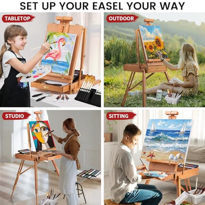 188Pcs All-in-One Art Painting Kit with French Easel, 96 Acrylic, Watercolor & Oil Paint Set, Complete Art Supplies Painting Set for Adults, Artists, Beginners