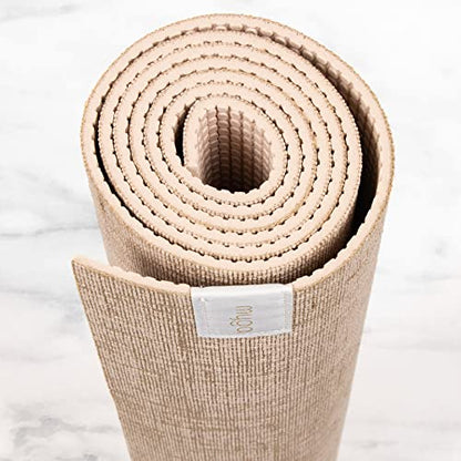 Myga Jute Yoga Mat, High Performance Vegan Floor Exercise Mat, Eco Friendly Biodegradable Yoga Mat with PVC Backing,72" x 24", 0.2" Thickness - color: White