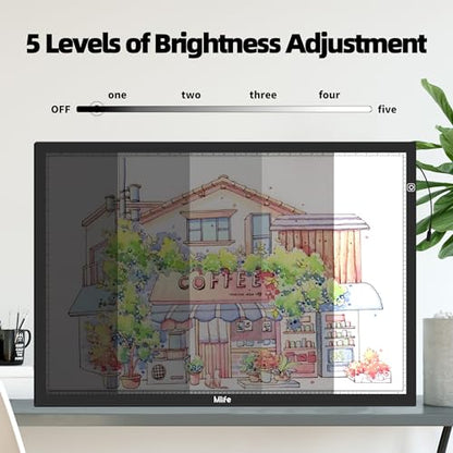Mlife Upgrade Large A1 Light Pad for Diamond Art Painting, Stepless Dimming Drawing Copy Light Box for Tracing, AC Powered Light Board, LED Light Table for Sketching, Embroidery, Architecture - style: A1