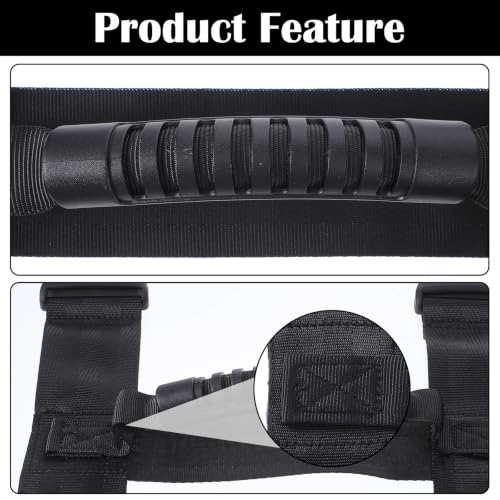 2Pcs 2 Size Black Carrying Strap with Handle, 63 inch 137.8 Inch | Adjustable Nylon Moving Belt for Yoga Mat Straps for Carrying Heavy-Duty H-Shaped Design Luggage Strap