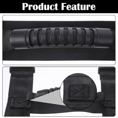 2Pcs 2 Size Black Carrying Strap with Handle, 63 inch 137.8 Inch | Adjustable Nylon Moving Belt for Yoga Mat Straps for Carrying Heavy-Duty H-Shaped Design Luggage Strap