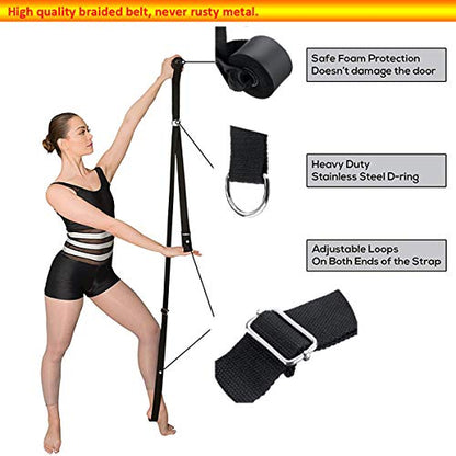 Stretching Strap with Door Anchor & Resistance Band – Improve Leg Stretch Flexibility for Splits, Ballet, Dance, Cheer, Yoga & Gymnastics - Home Leg Stretcher Trainer Equipment Stuff for All Levels