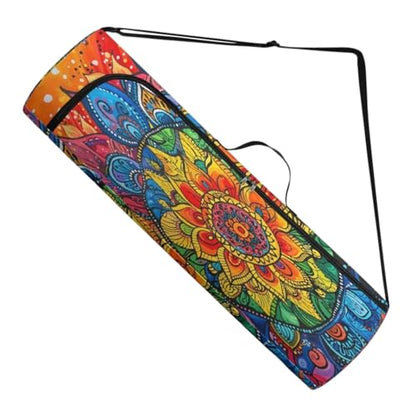 Spacious Extra Large Storage Yoga Mat Bag | Huge Capacity Mandala Gym Tote - Waterproof Wear-Resistant Carrier Strap Pilates - color: Rainbow's iridescent colors