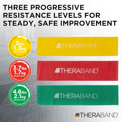 THERABAND Resistance Bands Set, Elastic Bands for Exercise & Physical Therapy, Strength Training for Upper & Lower Body Fitness - size: Beginner Set – 3 Pack, style: Latex
