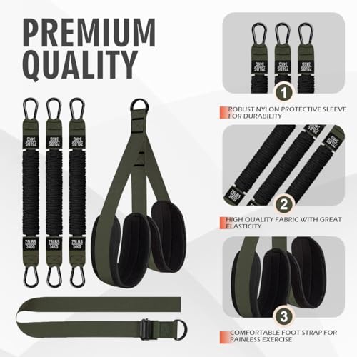 LEEKEY 5-Level Pull Up Assistance Bands Full-Body Training | Resistance Bands with Grip、Door Anchor Physical Therapy Home Gym Workouts Strength Bands for Senior/Adults - style: 75LBS-GREEN