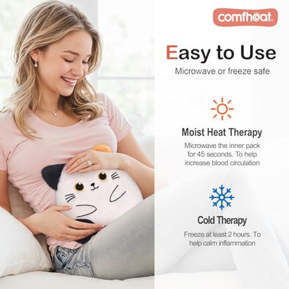 Lavender Weighted Eye Pillow for Yoga, Microwavable Moist Heat Eye Compress Mask Pillow comfheat Cat Microwave Heating Pad for Pain Relief, Unscented Microwavable Heating Pads Stuffed Animal