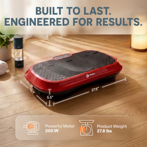 Lifepro Waver Vibration Plate Exercise Machine with 99 Speeds & 10 Presets | Resistance Bands, Non-Slip Surface, 330 lbs Capacity — Vibration Plate for Lymphatic Drainage, Body Toning, Full-Body Workout - color: Red