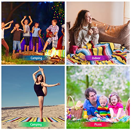 Tudomro 4 PCS Large Authentic Mexican Blankets Colorful Mexican Striped Throw Blankets Serape Fiesta Beach Fringe Yoga for Home Office Camping Picnic (Classic) - color: Classic