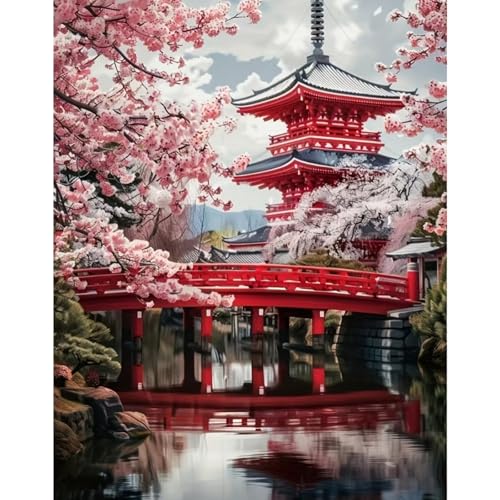 KTHOFCY 5D DIY Diamond Painting Kits for Adults, Cherry Blossoms Flower Full Drill Embroidery Cross Stitch Crystal Rhinestone Paintings Pictures Arts Wall Decor Painting Dots Kits 11.8X15.7 inch