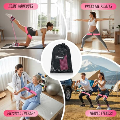 WOQQW Ankle Resistance Bands with Cuffs & Booty Bands Set for Legs & Glutes - color: Pink