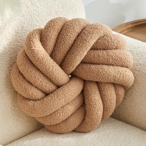 Knot Pillow,Khaki Decorative Pillows 13.7" - color: Khaki
