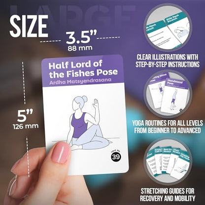 [2-PACK] Yoga & Stretching Exercise Cards with 121+ Poses and 26 Complete Routines - Large 5"x3.5" Waterproof Fitness Deck for Daily Flexibility Training, Perfect for Women & Men, All Levels