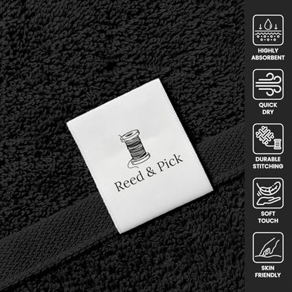 Reed&Pick 24 Pack Black Hand Towels 100% Cotton Spa Towels 16x26 inches Highly Absorbable Facial, Gym, Hair and Face Towels in Bulk - color: Black, size: 16x27 Pack of 24