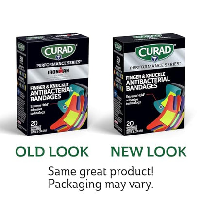 Curad Performance Series Fingertip and Knuckle Antibacterial Bandages, Extreme Hold Adhesive Technology, Fabric Bandages, 20 Count - size: 20 Count (Pack of 1)
