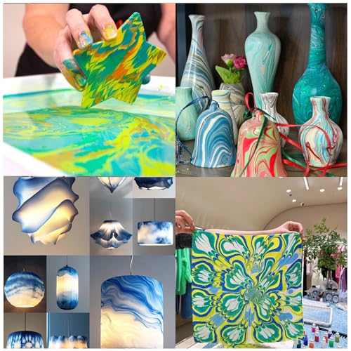 14PCS Water Marbling Painting Kit, Christmas Water Paint for Craft, Turkish Marble Pattern Craft Set,Cream Watercolor Art Kit, Perfect for Christmas, Halloween, Thanksgiving & New Year Gifts - color: 14pcs cream water marbling kit