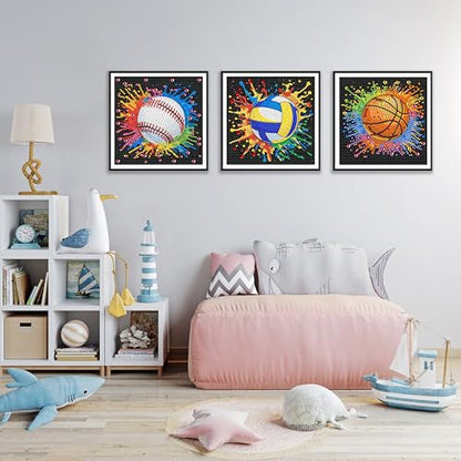 Yunruily 6 Pack Small Diamond Art for Kids - Balls Mini Diamond Painting Kits for Kids,Diamond Art Kits for Kids Ages 4-8-12,Children Gifts and Home Wall 6x6inch - color: ball