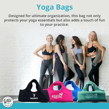 Wild Essentials Yoga Bag, Exercise, Tote, Large Carrier, Shoulder Strap, Inner Pocket, Fits Most Mats, Recycled Cotton Canvas - color: Black-Balance