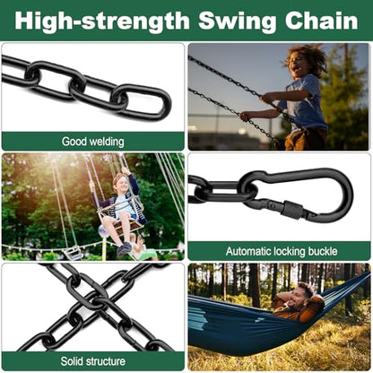 20 Inch Heavy Duty Swing Chain Kit with Automatic Locking Buckles, Galvanized Steel Hanging Chain, 660 LBS Load Capacity for Hammock, Swing Set, Aerial Yoga