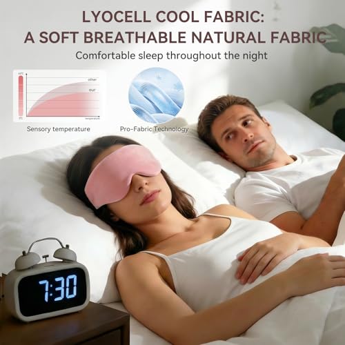 Lyocell Weighted Sleep Eye Mask for Women Men, 5.3oz & 7oz, Removable Washable Weighted Bag, Light Blocking Eye Cover, Soft Eye Shade for Travel Essentials, Office Naps, Gift,Pink - color: Pink