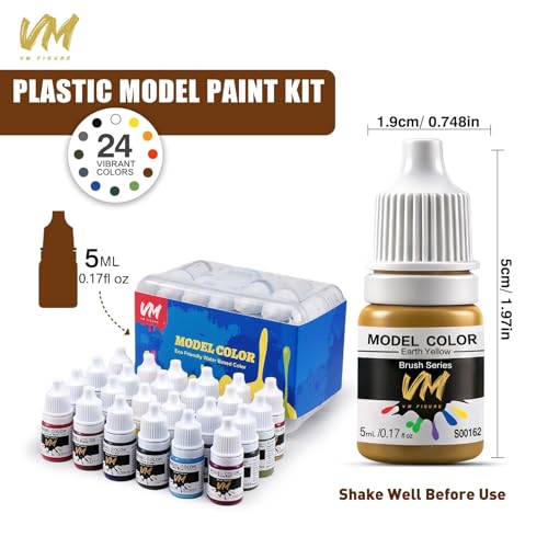 VM Wargame Color Model Paint,Acrylic Paint for Miniature Figure Model,Craft | 5ml x24 Bottles Miniature Paint Kit for Game Figures Plastic Model Painting for Figurines Scale Models - color: 24 Color Wargame Color Set