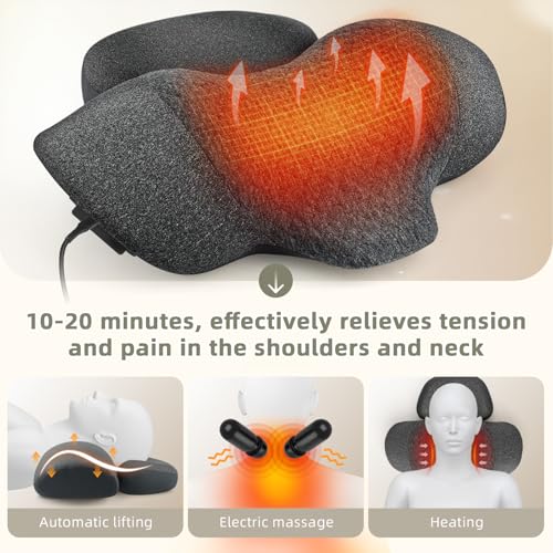 3-in-1 Neck Massage Pillow，Heat Therapy, Vibration and Traction