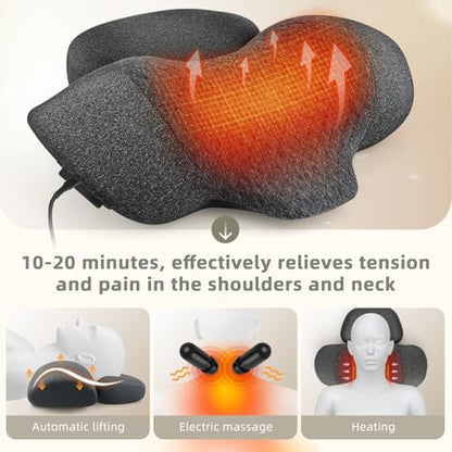 3-in-1 Neck Massage Pillow，Heat Therapy, Vibration and Traction