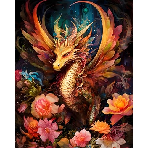 Paint by Numbers Kit for Adults, Dragon DIY Painting Kit, 16x20 Inch | Dragon Paint by Numbers for Adults Beginners, Without Frame, Relaxing Hobby, Fantasy Wall Art, Home Decor, Creative Gift - color: CYOP1P14