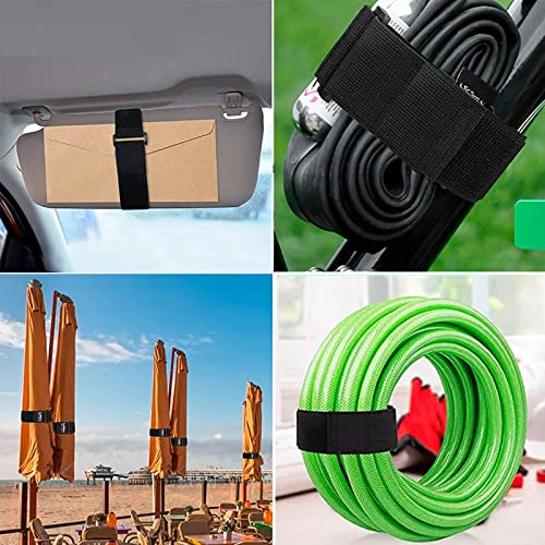 2 Rolls 26FT 2 inch Wide Cable Straps with 20 Buckles, Heavy Duty Nylon Hook and Loop Straps for Fastening Securing, Reusable Cut-to-Length Molle Straps for Organizer or Storage, Black - size: 2 in x 26 ft (2 Rolls)