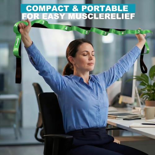 Acozycoo Stretching Strap with Loops for Physical Therapy,Knee,Calf,Back - color: Green, size: Length: 86 Inch, Width: 1.5 Inch