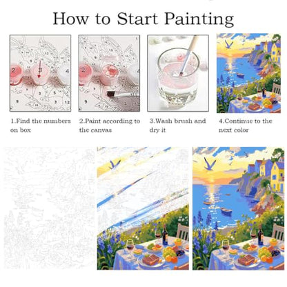 ZRIZQ Landscape Paint by Numbers Kit for Adults Beginner,Cityscape,16x20 | Full set with rich paints,wooden brushes,rolled canvas.Calming activity.Beginner friendly.Just open and paint. - color: 16"X20"Rolled Canvas(Frameless)-Landscape 20