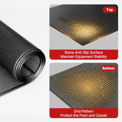 YOLEO Bike & Treadmill Mat, 78"x35" Non-Slip Exercise Bike Trainer Pad, Heavy Duty Floor & Carpet Protector Mat for Indoor Stationary Spin Bike, Rowing Machine, Elliptical & Gym Equipment - size: 78"L x 35"W x 0.3"Th