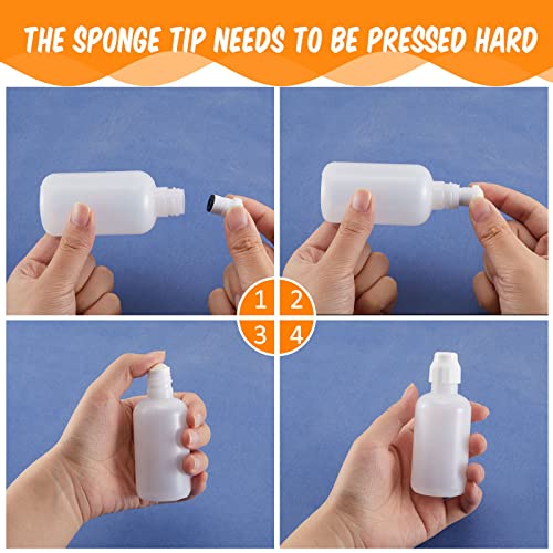 Tessco for you 4 Set 2 Ounce Empty Bingo Daubers Paint Squeeze Bottles for Paint Mop Dauber Bottle Refillable White Black Sponge Tip for Wooden Plastic Board Cloth Marker Pen