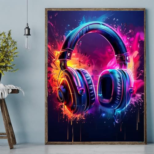 Dazzle On-Ear Headsets Paint by Number Kits 16 x 20 inch Canvas DIY Painting for Kids Students Adults Beginners with Brushes Acrylic Pigment Perfect for Gift Home Decor Graffiti Style(Without Frame) - color: Artwork 05, size: 16''x20''(without frame)