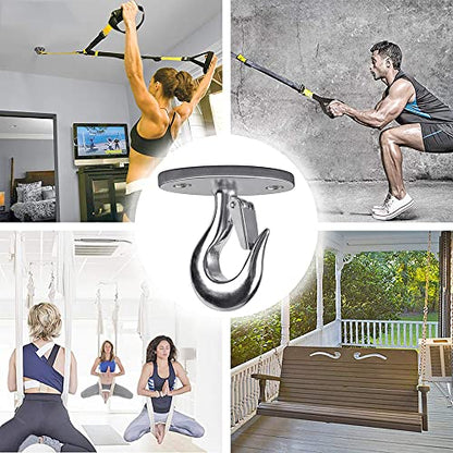 Dolibest Ceiling Anchor Mount for Yoga Swing Suspension, Resistance Band Wall Anchor, Body Weight Strength Training Systems, 2000LB Capacity, Stainless Steel,1PCS - color: Silver-2holes