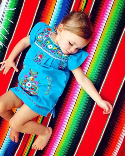 Del Mex Mexican Serape Blanket (Large, Red) - color: Red, size: Large