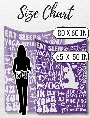 Huglanket Yoga Gifts for Women, Female, Fitness Lovers, Instructors, Soft Blanket Gift for Birthday, Christmas, Violet, 50 x 65 inches - size: 50 x 65 inches