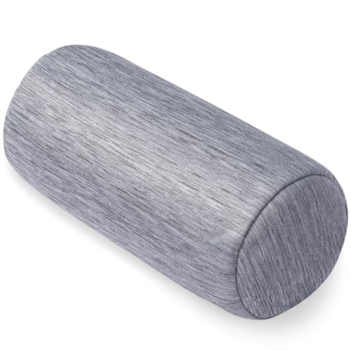 1 MIDDLE ONE Bolster Pillow with Removable Velvet Cover, Round Cylinder Neck Roll Pillow for Head, Back, Leg Support, Decorative Bed and Couch Pillow 16 x 6 Inches (Cooling Grey) - color: Cooling Grey, size: 16 inch