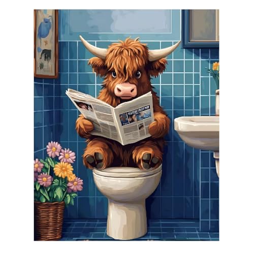 Reivworl Cow Paint by Numbers Kit for Adults Beginner 16×20 inch | Cow Paint by Number Kits 16×20 inch, Crafts on Canvas with Gifts. - color: 01-Cow