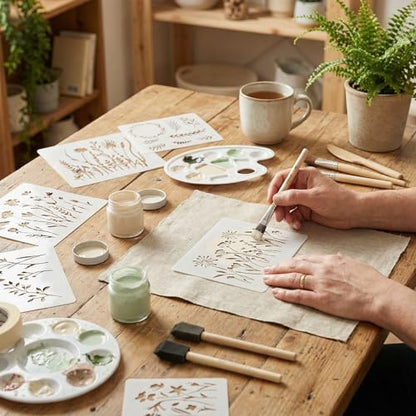 12 Pieces Wildflower Stencils for Painting,Reusable Flower Stencils Set with Large & Small Sizes,DIY Plastic Painting Templates for Wall,Wood,Fabric,Canvas,Crafts - style: 12PCS 6x4.7"