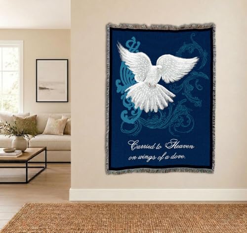 Pure Country Weavers Carried to Heaven on Wings of a Dove Blanket by Sherri Buck Baldwin - Sympathy Bereavement Gift Tapestry Throw Woven from Cotton - Made in the USA (72x54) - color: Wings Dove, size: 72" x 54"