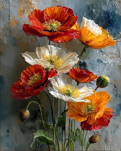 DOTSTART Paint by Numbers Kit for Adults, Attractive Flowers Acrylic Canvas | Acrylic Adults' Paint-by-Number Kits, DIY Easy Paint by Number Adult Canvas for Home Art Decor,15.7X19.7 inch - color: PB237-1