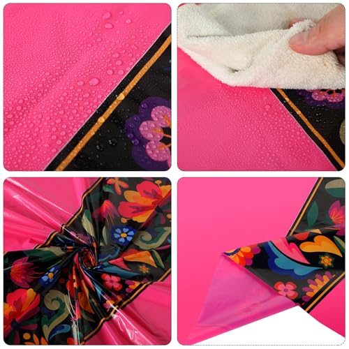 Oudain 6 Pcs Mexican Round Tablecloth 84 Inch Table Cover, Multicolor - color: Multi Color