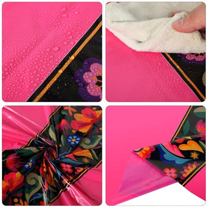 Oudain 6 Pcs Mexican Round Tablecloth 84 Inch Table Cover, Multicolor - color: Multi Color